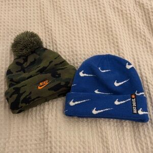 Nike Kids' Camo Green and Blue Beanie Duo